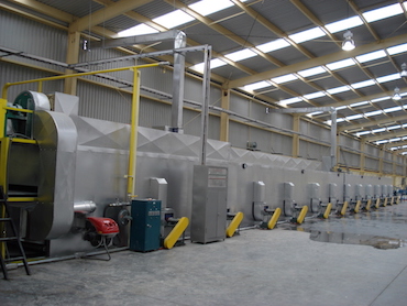 Single tunnel egg tray dryer